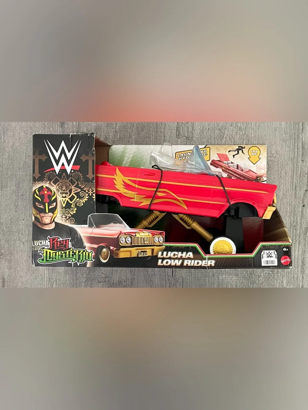 Mattel WWE Rey Mysterio Lucha Low Rider Lowrider Working Hydraulics Trunk